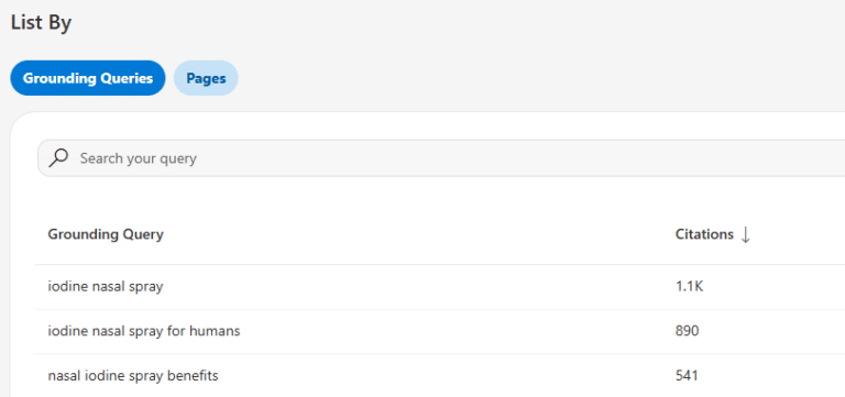 AI Grounding Queries data